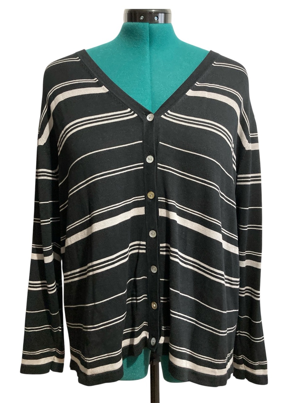 City Silk Cotton and Silk Blend Striped Cardigan